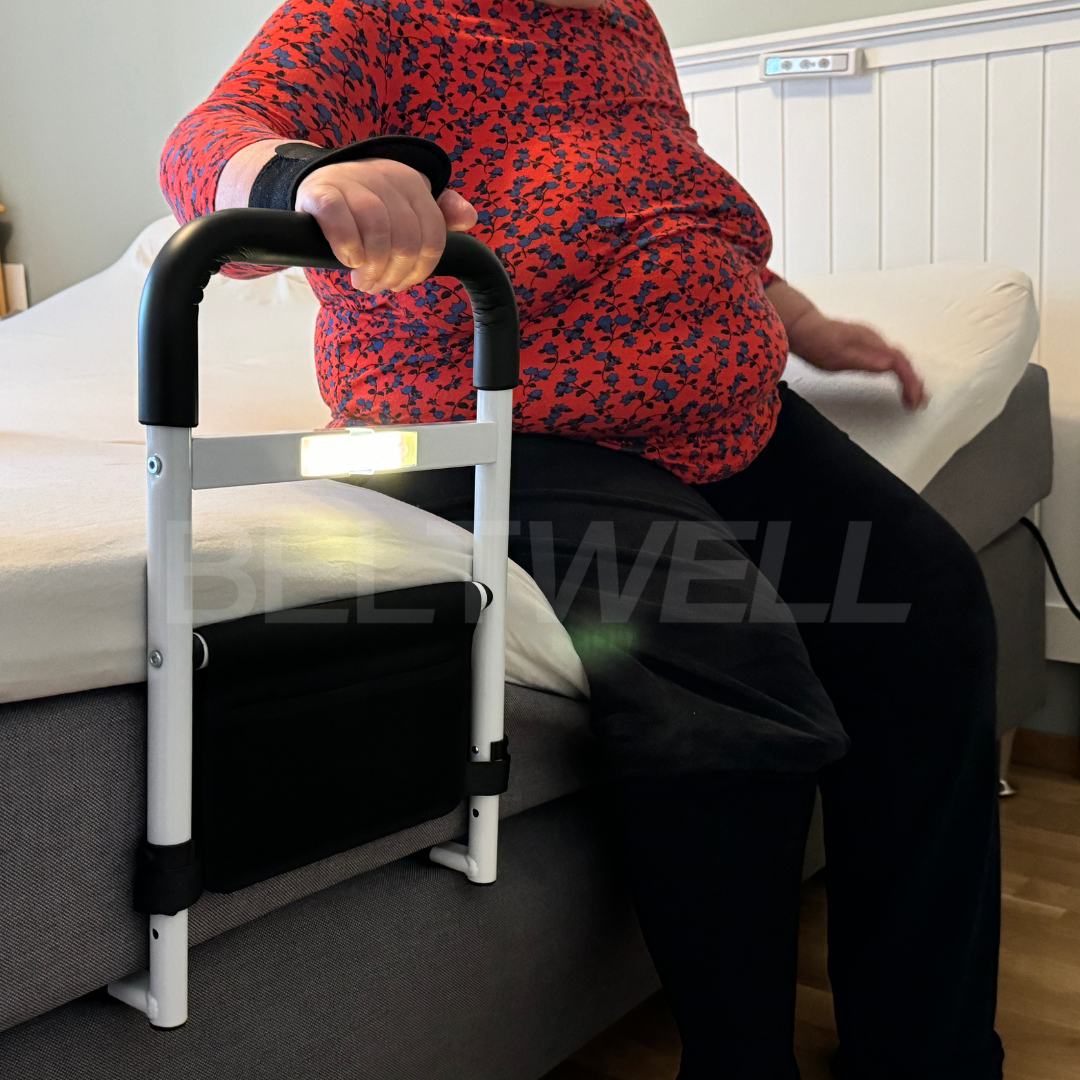 Beltwell® - Bedrail Guard For Preventing Rolling Out Of Bed & Getting Out Of Bed Easier - Added LED Light