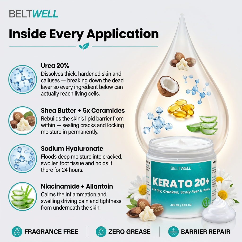 Urea 20% Intense Foot Hydrating Cream For Dry, & Cracked Feet, Non-Greasy