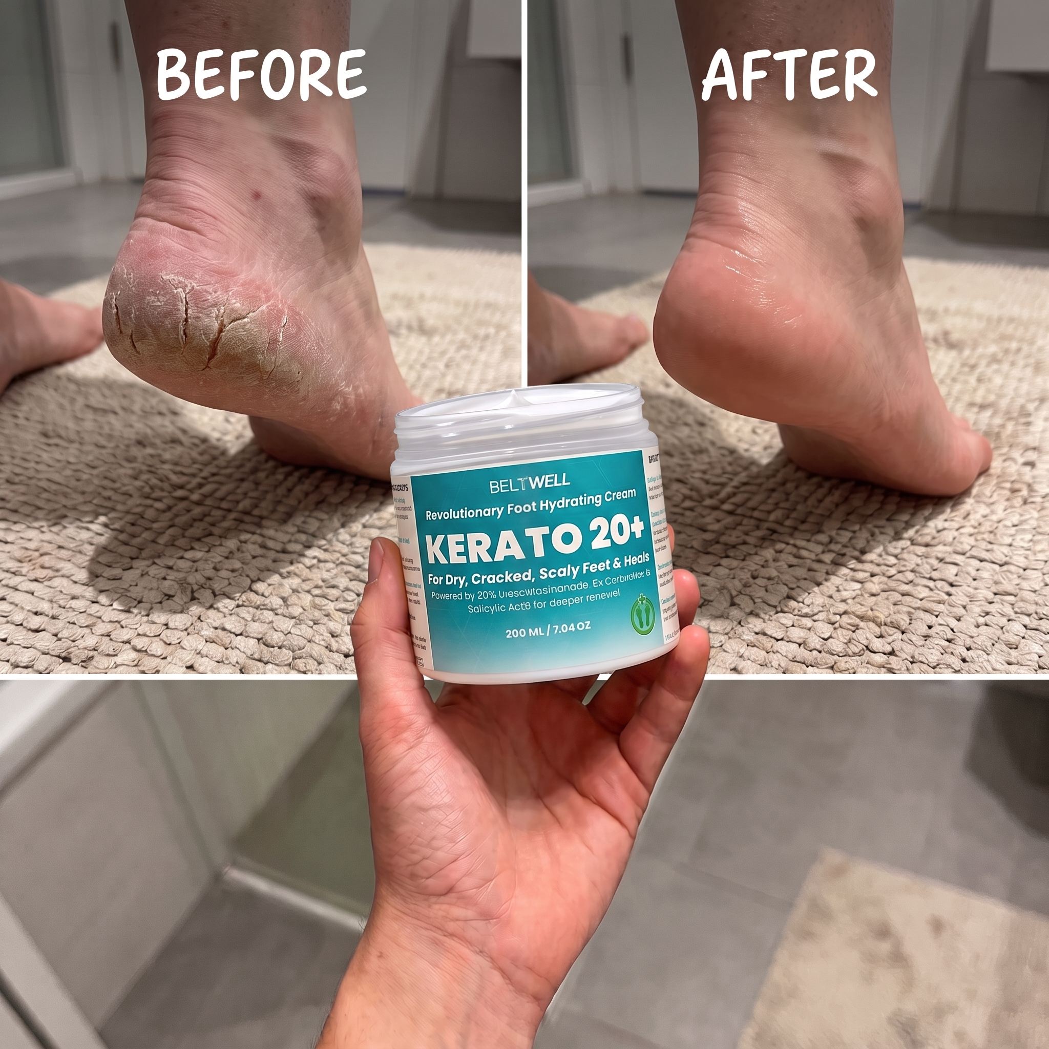 Urea 20% Intense Foot Hydrating Cream For Dry, & Cracked Feet, Non-Greasy