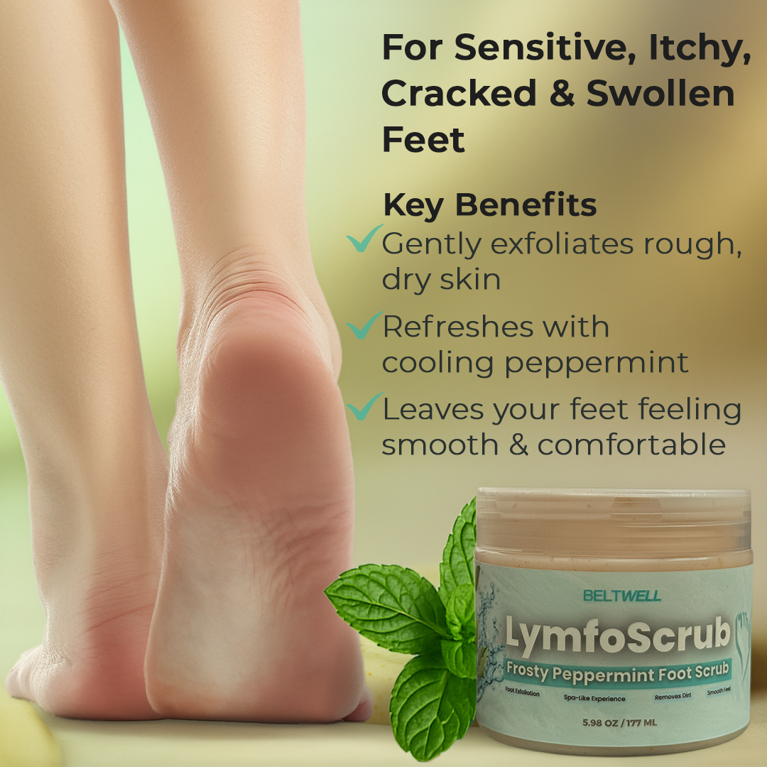 LymfoScrub™ Frosty Peppermint Foot Scrub For Sensitive, Itchy, Cracked, & Swollen Feet